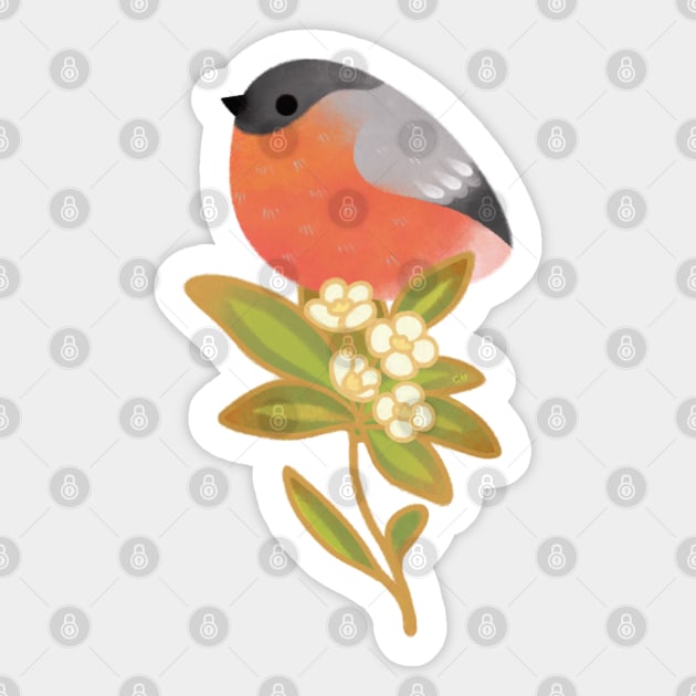 Eurasian bullfinch 1 Sticker by pikaole